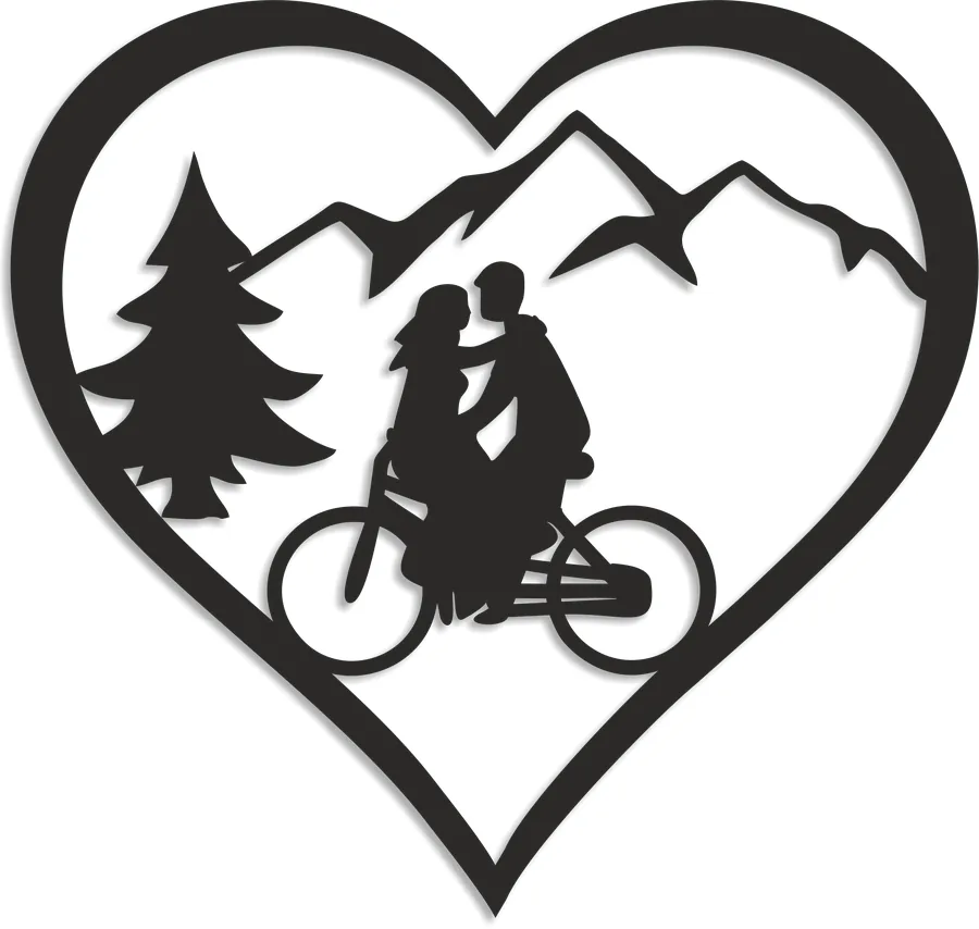 Silueta - Dvojica v srdci na bicykli – zápich na tortu